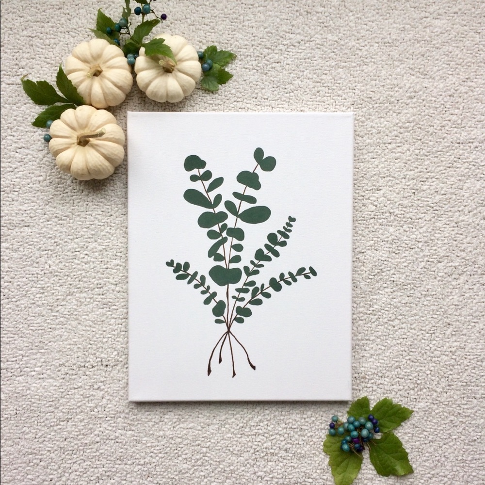 Hand painted eucalyptus canvas wall art